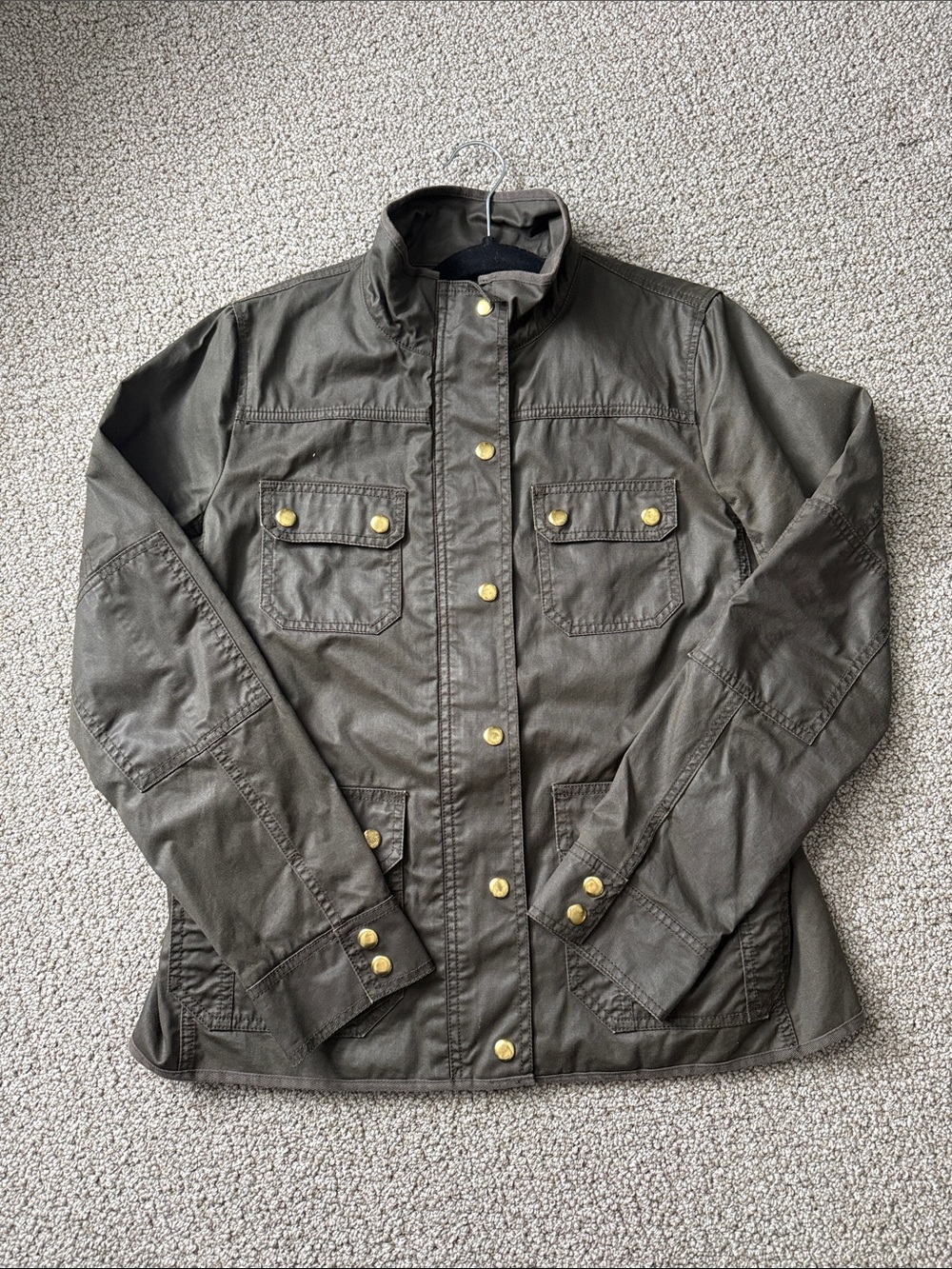 J.Crew Downtown Field Jacket Waxed Cotton Olive Green – Size M